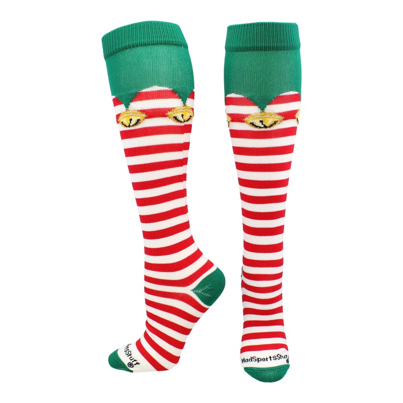 Elf Christmas Socks with Bells Over the Calf Length