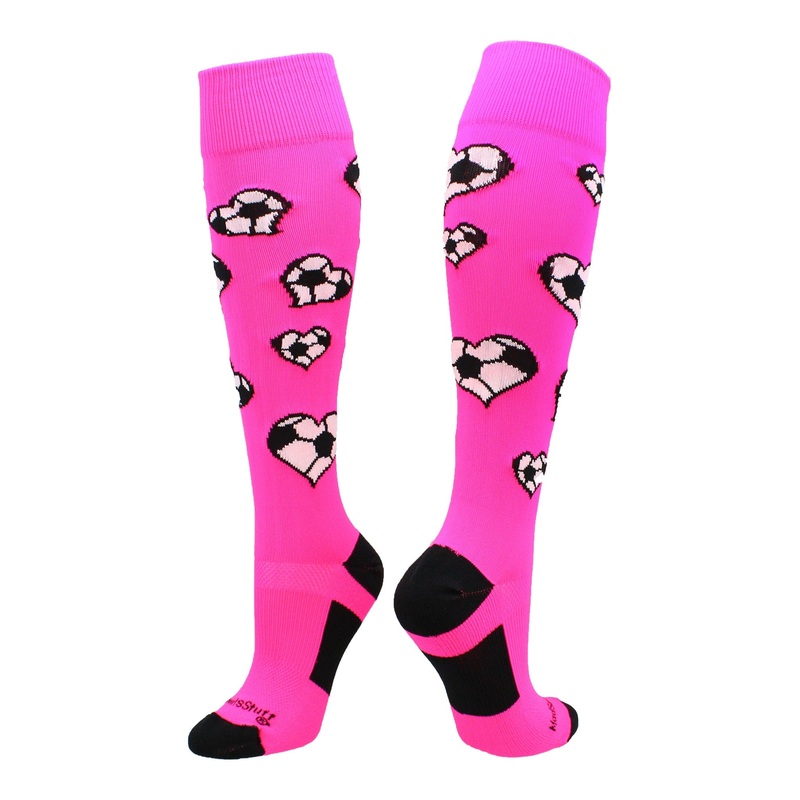 Love Soccer Hearts Socks Over the Calf