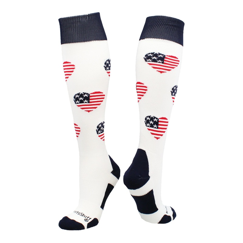 Love USA American Flag Heart Socks Over the Calf