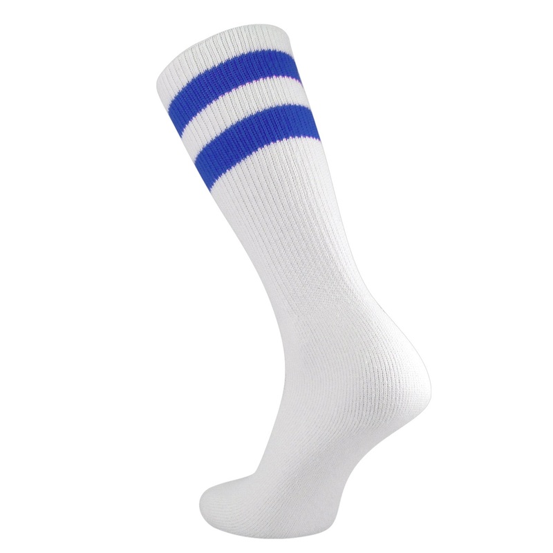 Retro 2 Stripe Crew Socks|Black|Maroon|Kelly Green|Navy|Scarlet|Purple|Gold|Orange|Royal|Dark Green|Medium|Large