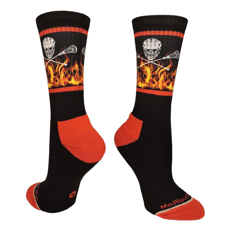 Flaming Skulls Lacrosse Athletic Crew Socks