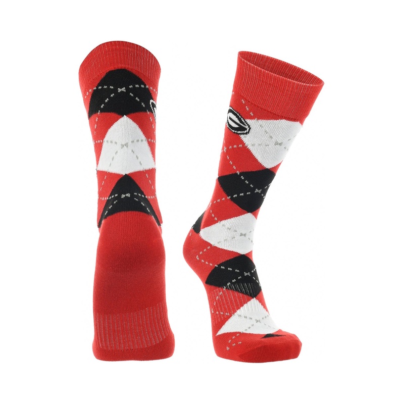 Georgia Bulldogs Argyle Dress Socks NCAA Fanwear Crew Length