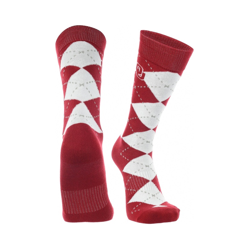 Oklahoma Sooners Argyle Dress Socks NCAA Fanwear Crew Length