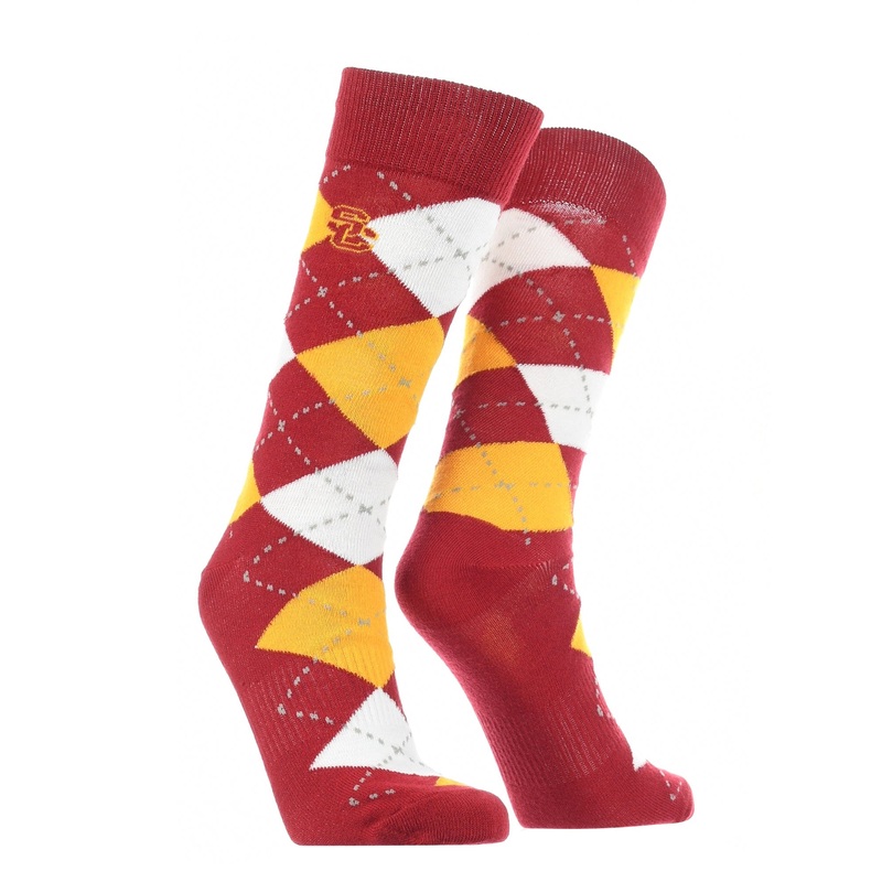 USC Trojans Argyle Dress Socks NCAA Fanwear Crew Length