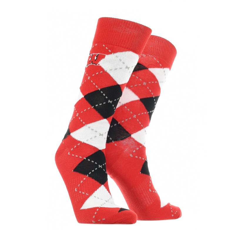 Wisconsin Badgers Argyle Dress Socks NCAA Fanwear Crew Length