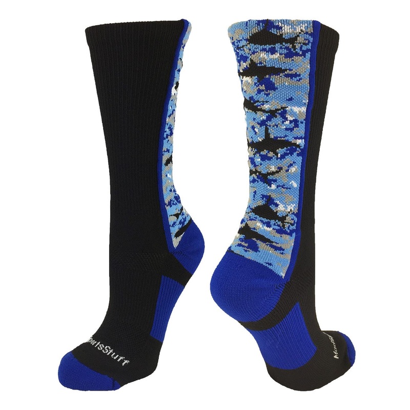 Digital Camo Shark Socks Crew|Black/Blue/White|Large|Medium|Small