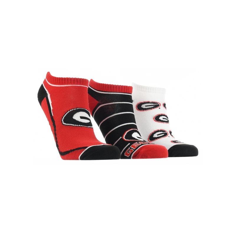 Georgia Bulldogs No Show Socks Full Field 3 Pack