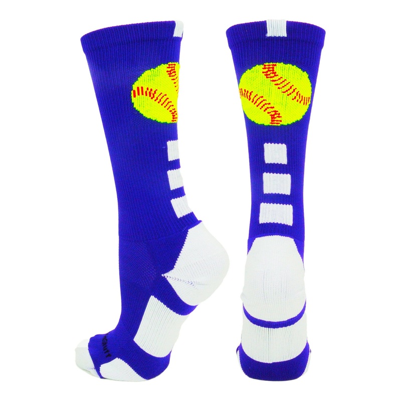 Softball Logo Athletic Crew Socks (multiple colors)