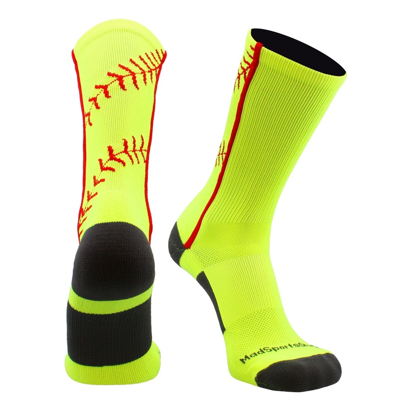 Softball Socks or Baseball Socks with stitches in crew length (multiple colors)