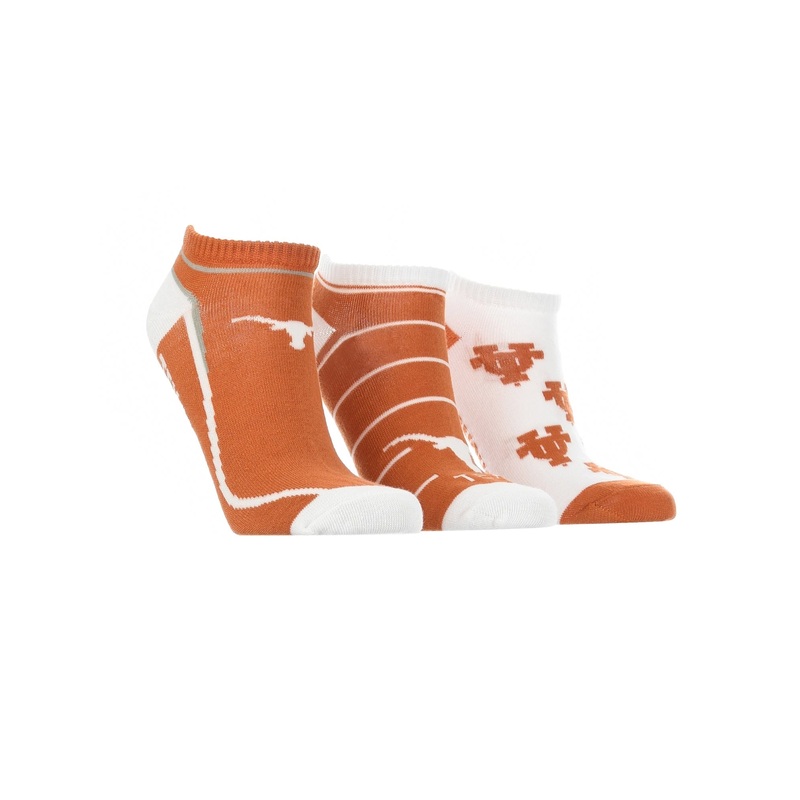 Texas Longhorns No Show Socks Full Field 3 Pack