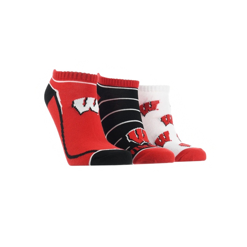 Wisconsin Badgers No Show Socks Full Field 3 Pack