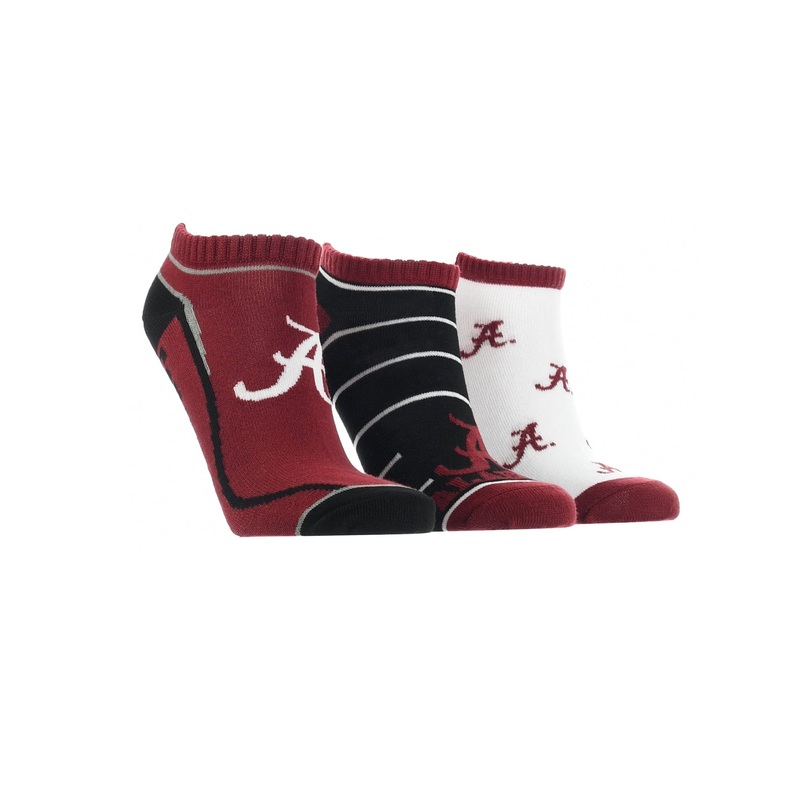 Alabama Crimson Tide No Show Socks Full Field 3 Pack