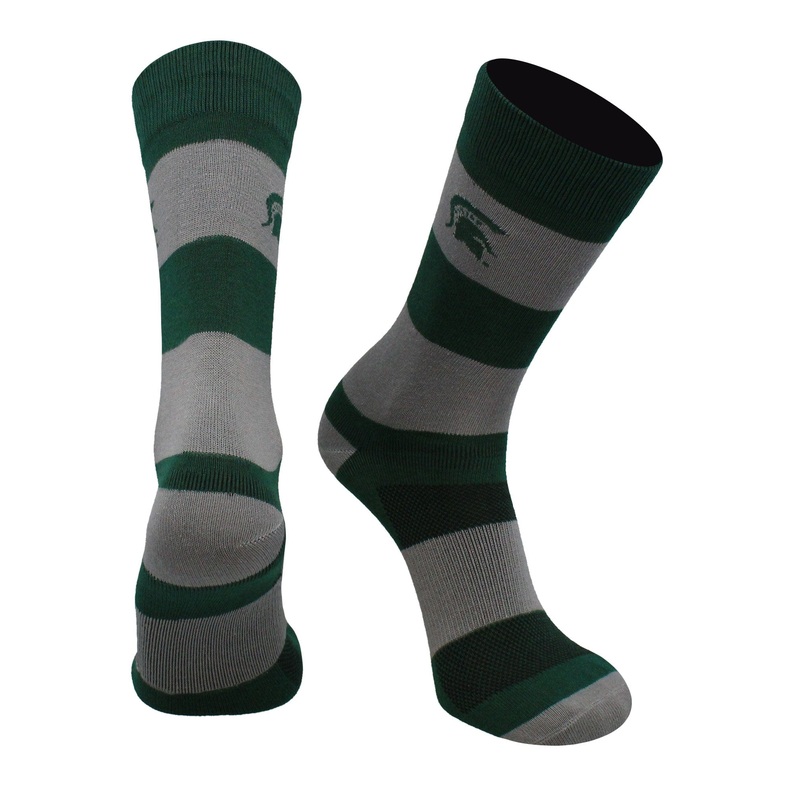 MSU Michigan State Spartans Socks for Men Game Day Striped Crew Socks Gifts Accessories