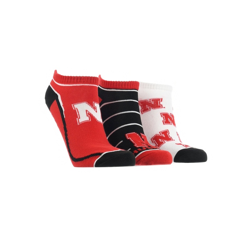 Nebraska Cornhuskers No Show Socks Full Field 3 Pack