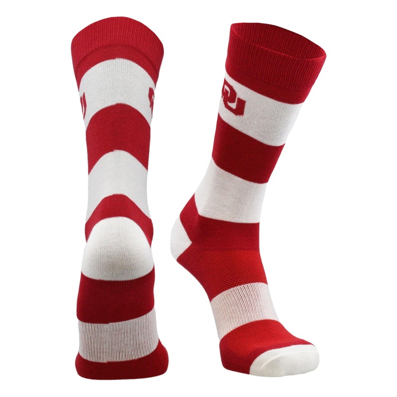 OU Oklahoma Sooners Socks Game Day Striped Crew Socks