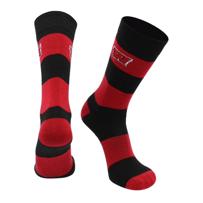 Wisconsin Badgers Socks Game Day Striped Crew Socks
