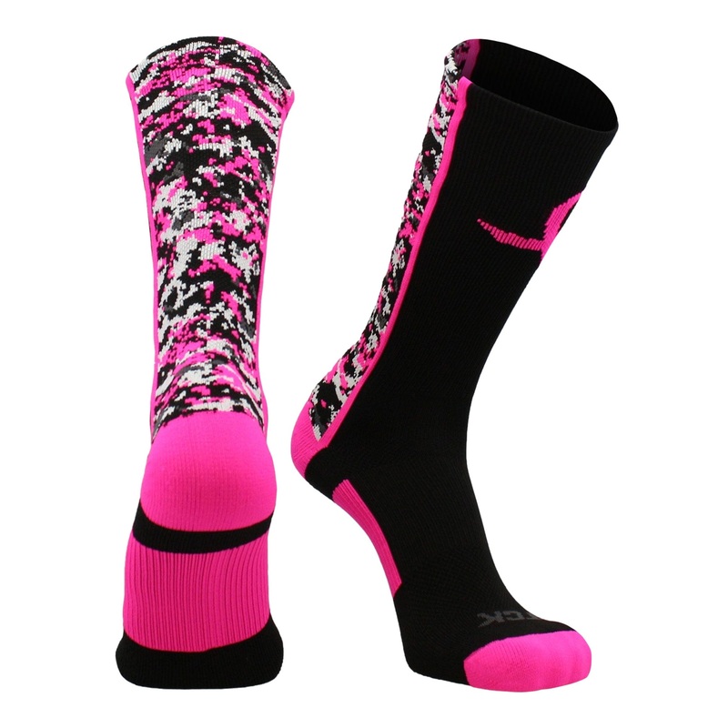 Digital Camo Aware Crew Socks|Black/Neon Pink|Neon Pink/Pink/Pink|Small|Medium|Large|X-Large