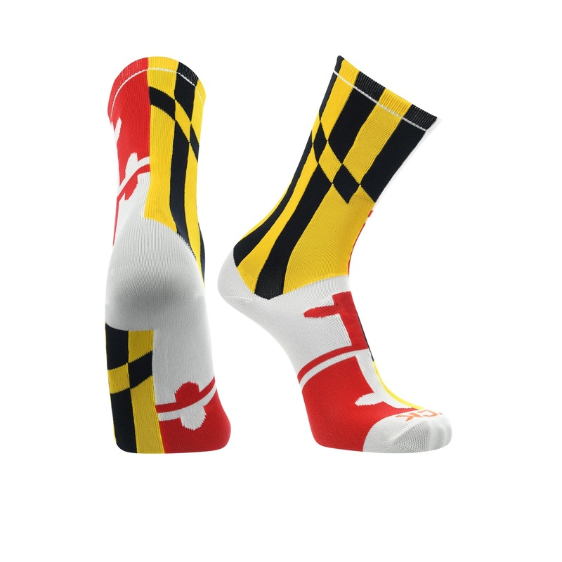 Maryland Flag Crew Socks|Black|Gold|White|Large|Medium|Small|X-Large