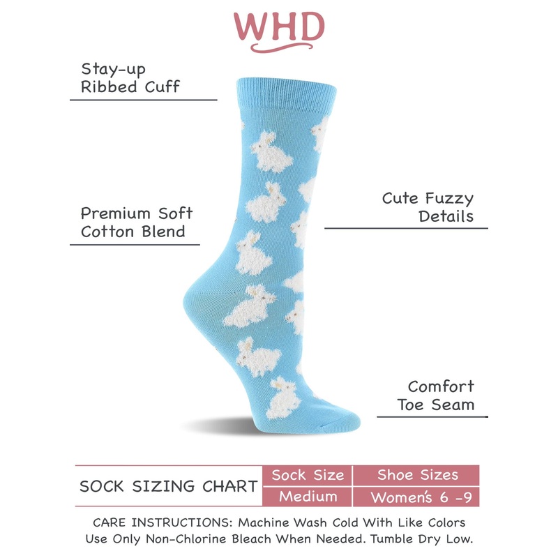 Cute Fuzzy Bunny Socks for Women | Fuzzy Bunny Rabbit Crew Socks