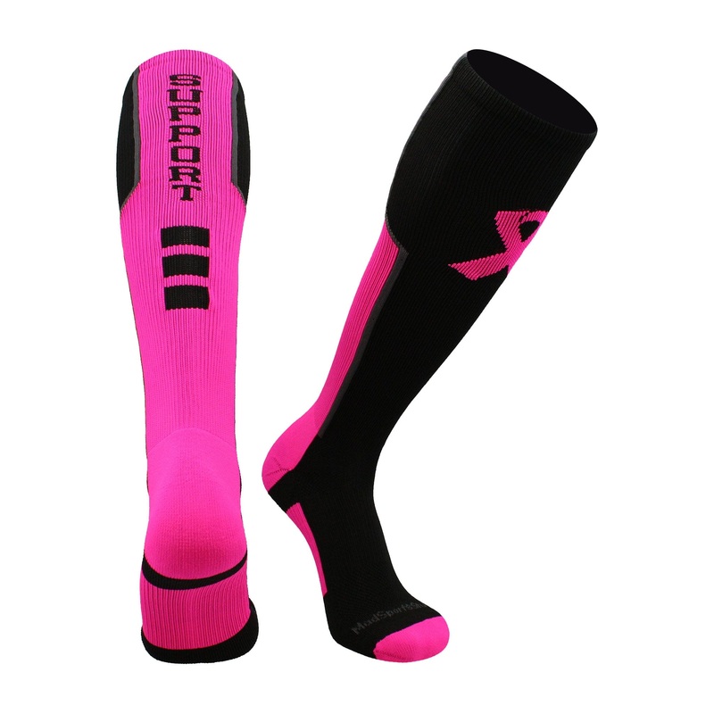 Pink Ribbon Breast Cancer Awareness Support Athletic Over the Calf Socks