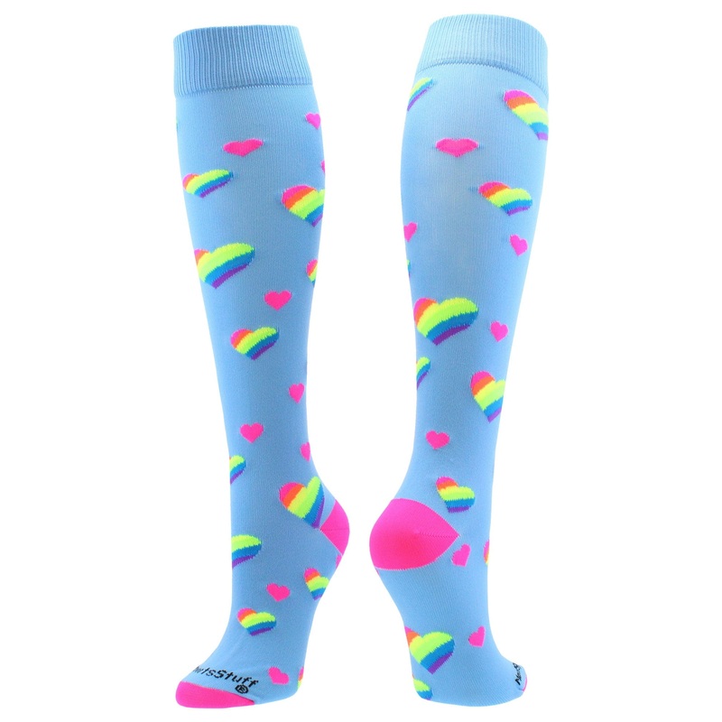 Rainbow Hearts Tall Socks for Soccer Softball