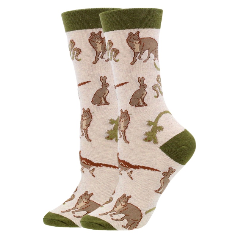Desert Animal Crew Socks for Women Coyote Gecko and Roadrunner Socks