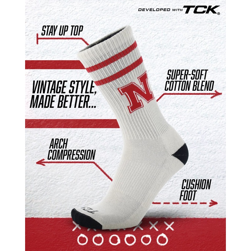 Vintage Nebraska Cornhuskers Socks NCAA Socks For Men and Womens Soft Cotton Sock