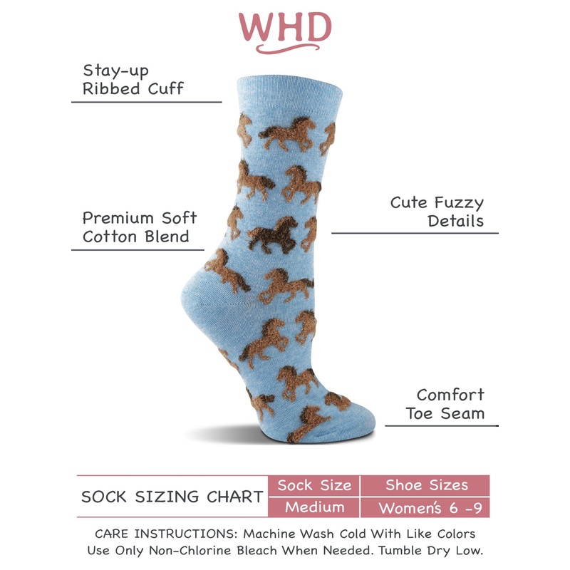 WHD Cute Fuzzy Horse Socks for Women | Gift for Horse Lovers