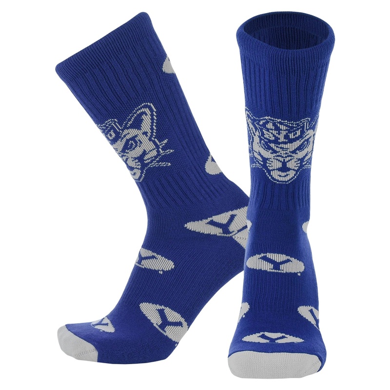 BYU Cougars Mayhem Crew Socks|BYU Cougars Royal/White|Large|Medium