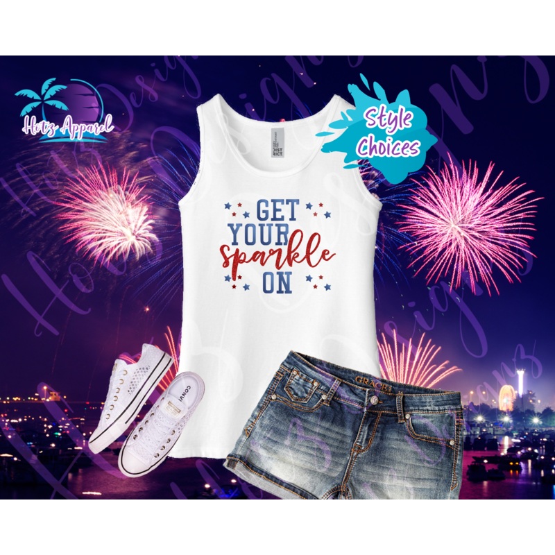 4th of July – Get Your Sparkle On Girls’ Tank Top / Shirt