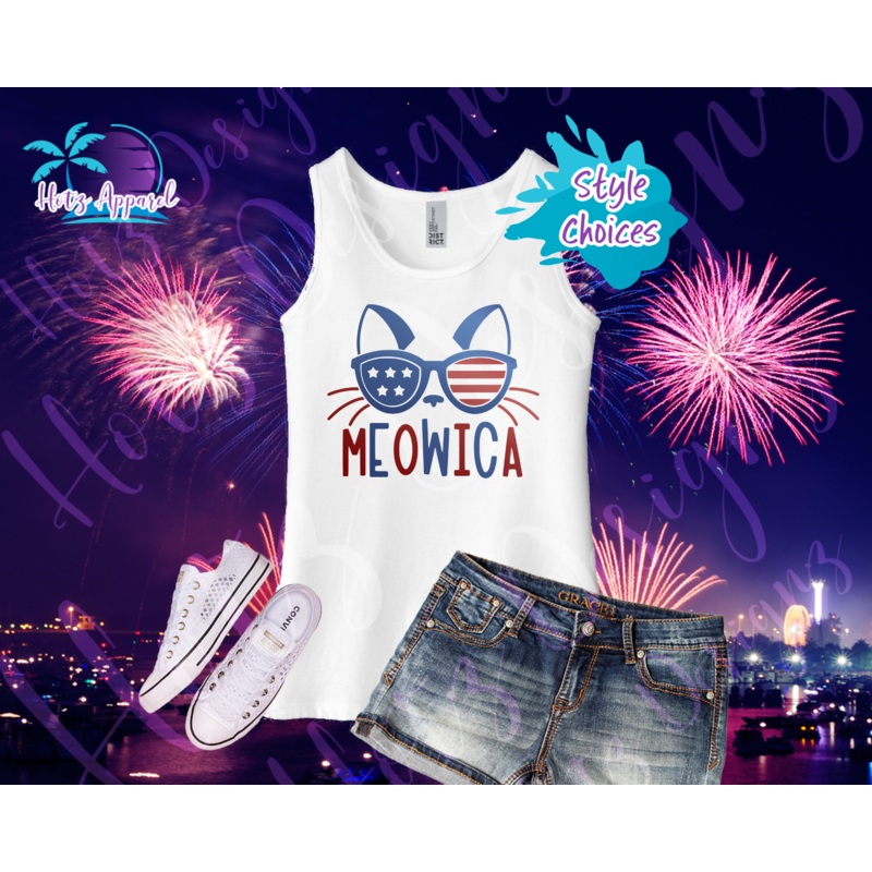 4th of July – Meowica Girls’ Tank Top / Shirt
