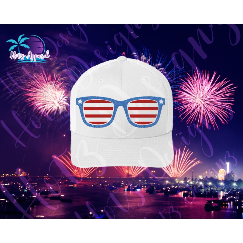 4th of July – USA Flag Glasses Women’s Cap
