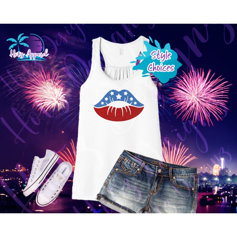 4th of July – USA Lips Women’s  Tank Top / Shirt