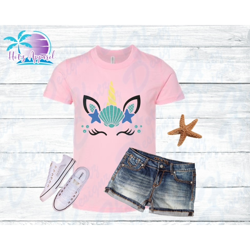 Beach Unicorn Glitter Girl’s Shirt