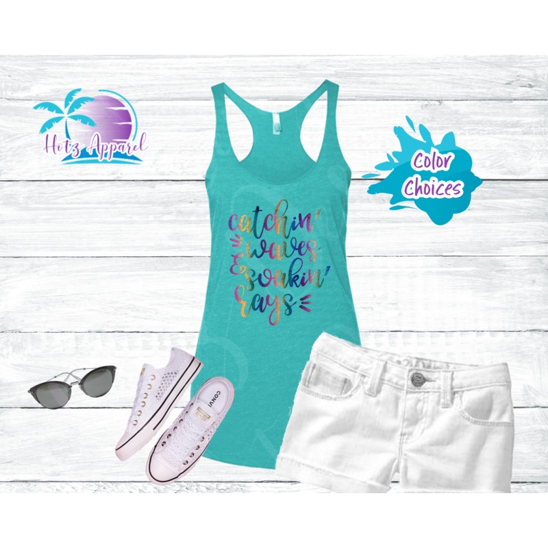 Catching Waves and Soaking Rays Women’s Beach Tank Top