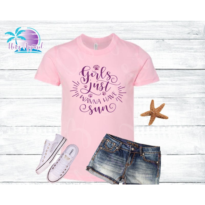 Girls Just Wanna Have Sun Glitter Girls’ Beach Shirt