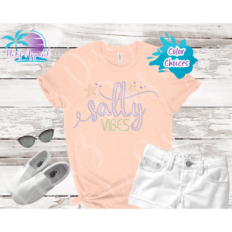 Salty Vibes Women’s Rhinestone Beach Shirt