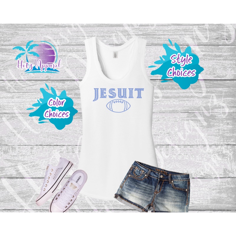 Jesuit Football Rhinestone Tops