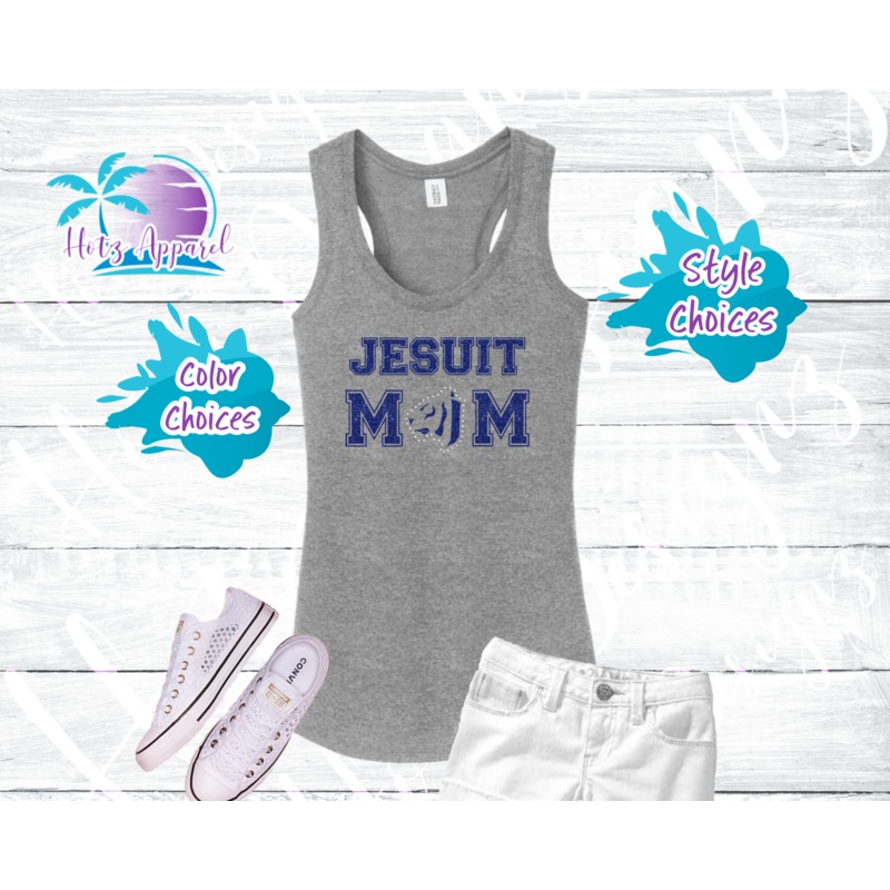 Jesuit Mom Tiger Glitter & Rhinestone Tops