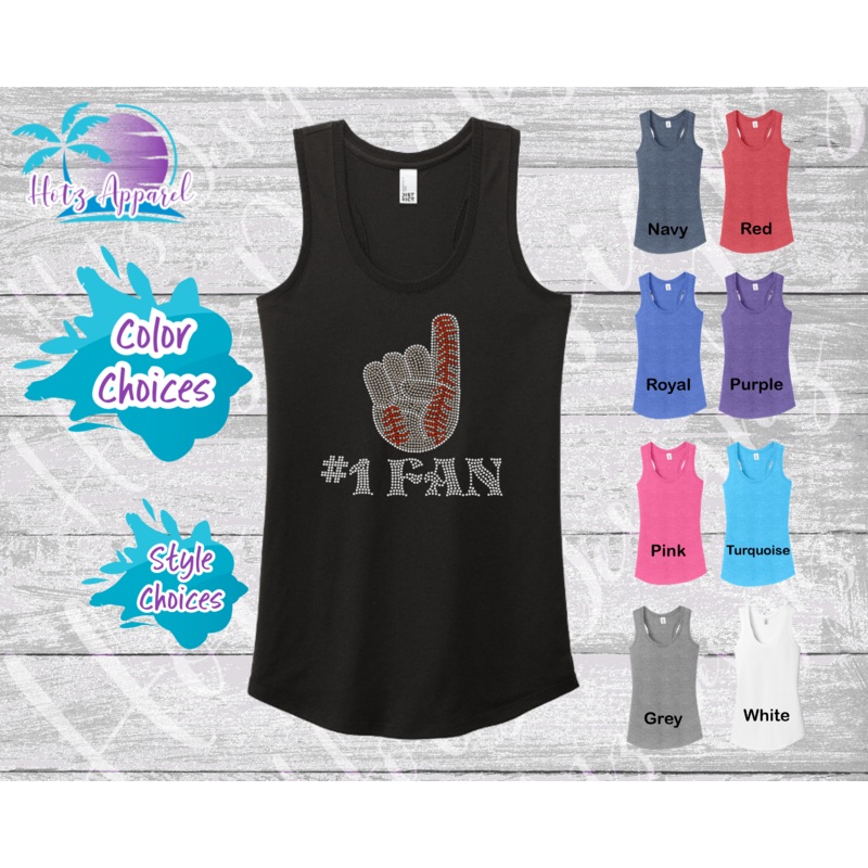 Baseball #1 Fan Women’s Rhinestone Tank Top / Shirt