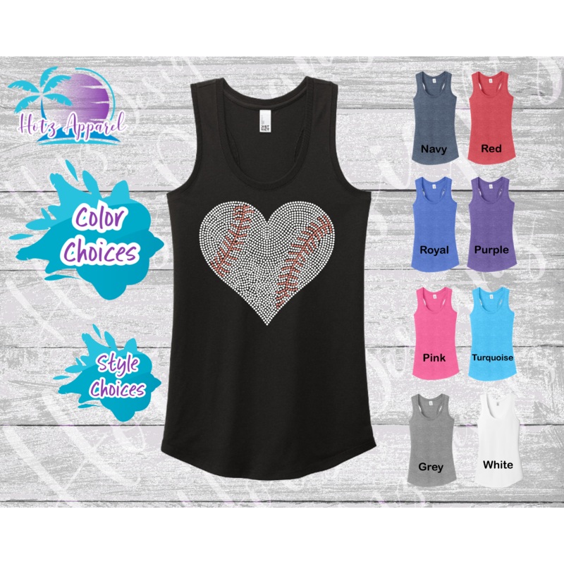 Baseball Heart Women’s Rhinestone Tank Top / Shirt