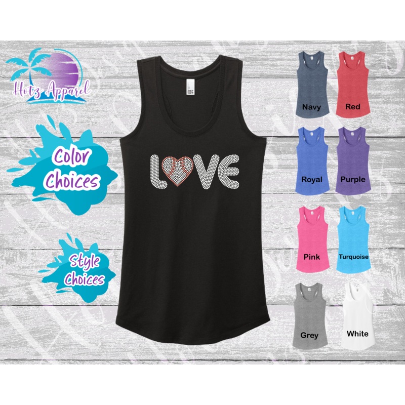 Baseball Love Women’s Rhinestone Tank Top / Shirt