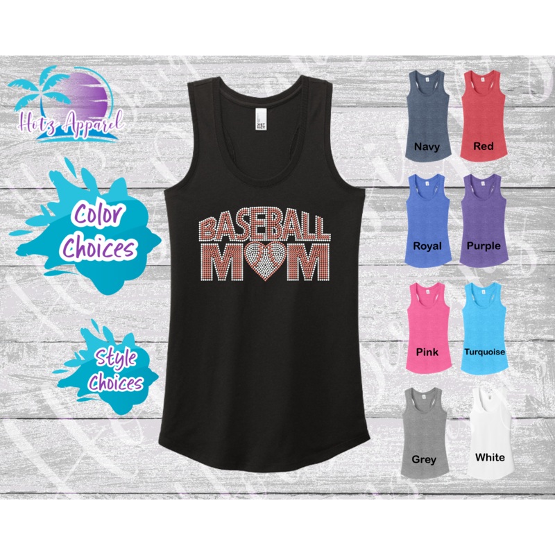 Baseball Mom Heart Women’s Rhinestone Tank Top / Shirt
