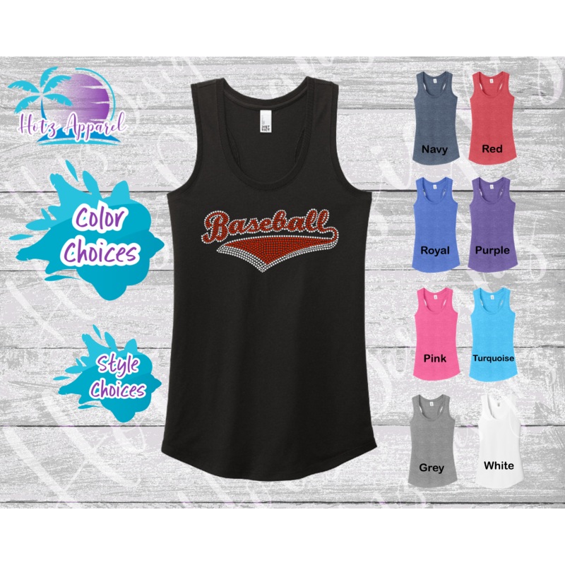 Baseball Tail Women’s Rhinestone Tank Top / Shirt
