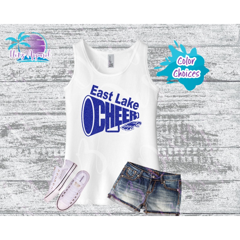 East Lake Cheer Megaphone Girls’ Glitter Tank Top