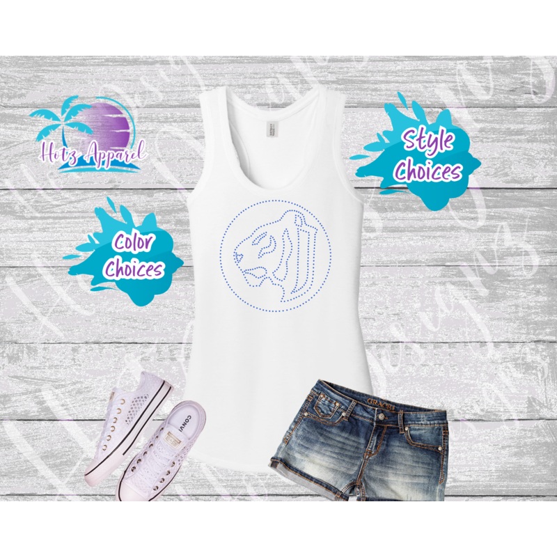 Jesuit Rhinestone Logo Tops|XS|S|M|L|XL|2XL|3XL|4XL|Tank|V-Neck|3/4 Sleeve Raglan|White|Royal|Grey/White|Royal/Grey