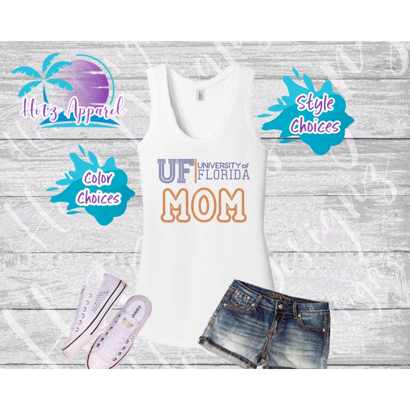 UF University of FL Mom Rhinestone Tees