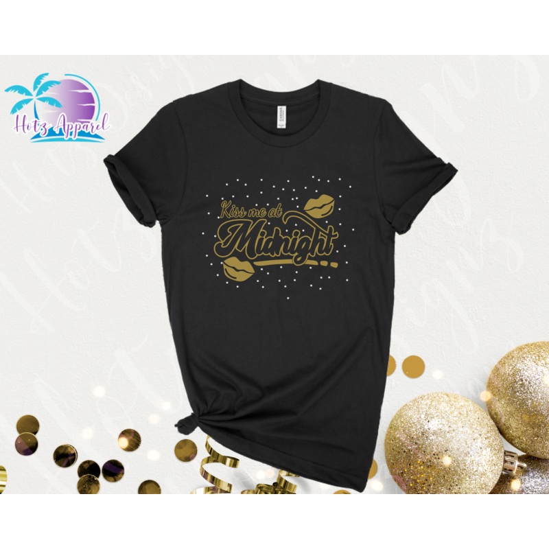 New Year Kiss Me Rhinestone Unisex Shirt