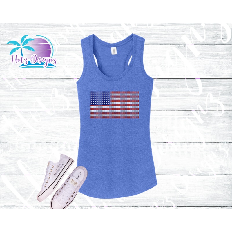 American Flag Women’s Rhinestone Tank Top / Shirt