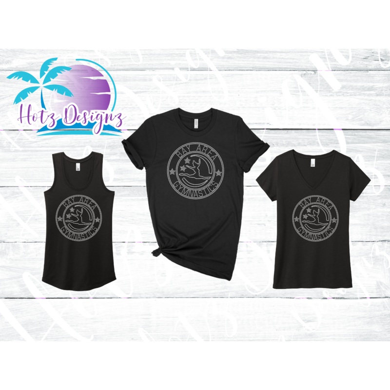 Bay Area Gymnastics Rhinestone Logo Black Shirts